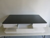 White High Gloss Rectangular Coffee Table with Drawer Either Side & Glass Top. Size H36cm x W120cm x D70cm. - 5