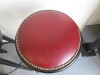 4 x Alternative by Ton Dark Wood Stall with Metal Ring Foot Rest, Padded Seat Upholstered in Red Faux Leather with Part Brass Stud Detail. H83cm. - 3