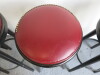 4 x Alternative by Ton Dark Wood Stall with Metal Ring Foot Rest, Padded Seat Upholstered in Red Faux Leather with Part Brass Stud Detail. H83cm. - 4