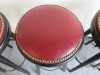 4 x Alternative by Ton Dark Wood Stall with Metal Ring Foot Rest, Padded Seat Upholstered in Red Faux Leather with Part Brass Stud Detail. H83cm. - 5