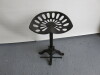 Cast Metal Stool with Tractor Style Seat with Adjustable Height & Foot Rest. - 7