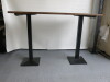 3 x High Bar Table with Chunky Wooden Tops on Heavy Twin Pedestal Metal Bases. Size H113cm x W170cm x D65cm. - 3