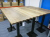 3 x High Bar Table with Chunky Wooden Tops on Heavy Twin Pedestal Metal Bases. Size H113cm x W170cm x D65cm. - 8