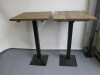 3 x High Bar Table with Chunky Wooden Tops on Heavy Single Pedestal Metal Bases. Size H113cm x W65cm x D65cm. - 3