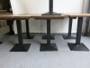 7 x Square Restaurant Tables with Chunky Wooden Tops on Heavy Single Pedestal Metal Bases. Size H76cm x W65cm x D65cm. - 2