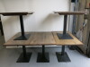 6 x Restaurant Tables with Chunky Wooden Tops on Heavy Single Pedestal Metal Base to Include: 1 x Square H79cm x W90cm x D90cm & 5 x Rectangular H76cm x W120cm x 65cm. - 4