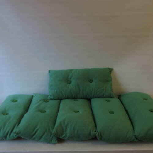 6 x Cult Furniture Fabric Poet Cushion with Peppermint & Dark Green Button Size 66cm x32cm