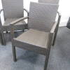 4 x Bacchus Exterior Stacking Armchairs. Aluminum Framed in Woven Mocha PU Weave. Size H86cm x D50cm x W55cm. - 3