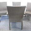 4 x Bacchus Exterior Stacking Armchairs. Aluminum Framed in Woven Mocha PU Weave. Size H86cm x D50cm x W55cm. - 4