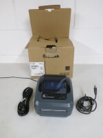 Boxed Zebra Label Printer, Model GK420d. Comes with Power Supply.