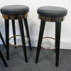 5 x Cult Furniture Fusion, Wooden Bar Stools with Black Faux Leather Seat & Copper Metal Ring Detail. Size H78cm - 2