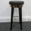 5 x Cult Furniture Fusion, Wooden Bar Stools with Black Faux Leather Seat & Copper Metal Ring Detail. Size H78cm - 3