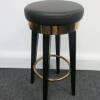 5 x Cult Furniture Fusion, Wooden Bar Stools with Black Faux Leather Seat & Copper Metal Ring Detail. Size H78cm - 4