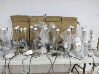 34 x New B&Q Madison 60W Bedside Lamps in Brushed Metal.