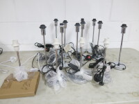 14 x Assorted Chrome Bedside Lamps.