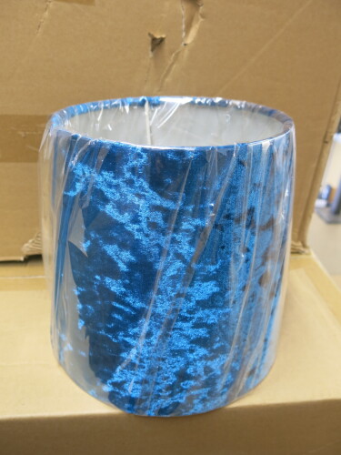 Approx 150 x Blue Crushed Material Lamp Shades. Size 7" x 6".