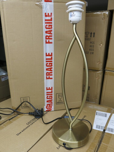 12 x Boxed/New Kingdom Large Antique Brass Table Lamps (No Shade). Size H49cm.