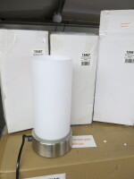 25 x Boxed/New Satin Nickel Touch Table Lamp with Glass Shade. Size H12.5cm.