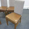 4 x Fabric High Back Wooden Dining Chair with Brown Faux Leather Seat. Size H100cm x D50cm x W45cm - 3