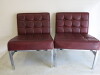 2 x RCD Office Furnishings Oxblood Leather Button Back Chairs on Chrome Base. H 75cm.