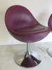 2 x Johanson Design Egg Chairs in Purple Leather on Chrome Swivel Base. - 2