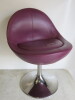 2 x Johanson Design Egg Chairs in Purple Leather on Chrome Swivel Base. - 3