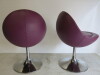 2 x Johanson Design Egg Chairs in Purple Leather on Chrome Swivel Base. - 5