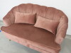 Pink 2 Seater Shell Back Sofa on Gold Coloured Legs with 2 Cushions. - 2