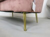 Pink 2 Seater Shell Back Sofa on Gold Coloured Legs with 2 Cushions. - 4