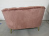 Pink 2 Seater Shell Back Sofa on Gold Coloured Legs with 2 Cushions. - 6