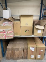 Quantity of Assorted Packaging to Include: 3 x Boxes of A4 10" Multi Crease SW Boxes, 3 x Boxes of Small White Boxes, Assortment of Loose Boxes, 3 x Boxed Rolls of Brown Packing Paper, 2 x Boxes of Masking Tape & 1 x Box of Brown Paper Tape.