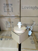 48 x Boxed/New 'Scandy' Round Wooden Lamp. Size W12.5cm.