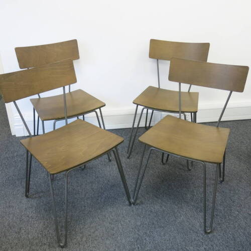 4 x Plywood Dining Chairs on Metal Frames