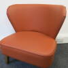 Captains Chairs Upholstered in Tan Faux Leather with Wooden Legs. Size H80cm x D70cm x W70cm - 2