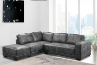 Toronto Large Grey Bonded Leather Left Hand Corner Sofa. Size H84 x L265 x W230 x D82cm. Boxed/New. NOTE: no footstall