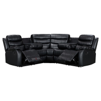 Roma 'Chicago' Black Premium Aire Leather Recliner Corner Sofa with Armrests & Cup Holders. Size H100 x L200 x W200 x D90cm. Boxed/New, RRP £1399.00