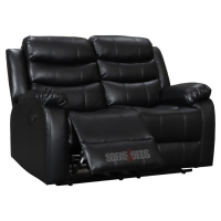 Roma 'Chicago' Black Premium Aire Leather 2 Seater Recliner Sofa. Size H96 x W149 x D84cm. Boxed/New, RRP £699.00