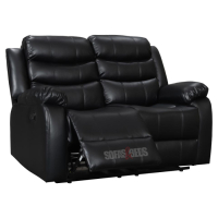 Roma 'Chicago' Black Premium Aire Leather 2 Seater Recliner Sofa. Size H96 x W149 x D84cm. New/Ex Display, RRP £699.00.