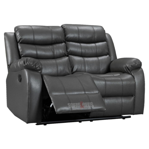 Roma 'Chicago' Grey Premium Aire Leather 2 Seater Recliner Sofa. Size H96 x W149 x D84cm. Boxed/New, RRP £699.00