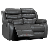 Roma 'Chicago' Grey Premium Aire Leather 2 Seater Recliner Sofa. Size H96 x W149 x D84cm. New/Ex Display, RRP £699.00