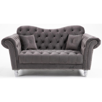 Dior 'Elegance' 2 Seater Button Back Sofa, Upholstered in Grey Velvet Fabric with Stud Detail & Soft Fibre Filled Back Cushions. Size H90 x W170 x D90cm. Boxed/New, RRP &pound;1050.00