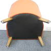 Captains Chairs Upholstered in Tan Faux Leather with Wooden Legs. Size H80cm x D70cm x W70cm - 5