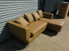 Abreo L Shape Sofa Set in Camel Leatherette on Chrome Legs and Comes with 4 Cushions. Size H70 x L230 x W160 x D82cm. Boxed/New. - 5