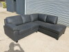 Fitch Right Hand Corner Sofa in Dark Grey Leatherette. Size H82 x L220 x W190 x D86cm. New/Ex Display.&nbsp;NOTE: scuf to side (as viewed/pictured).&nbsp;