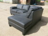 Fitch Right Hand Corner Sofa in Dark Grey Leatherette. Size H82 x L220 x W190 x D86cm. New/Ex Display.&nbsp;NOTE: scuf to side (as viewed/pictured).&nbsp; - 2
