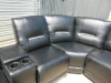 Sienna Black Premium Aire Leather Corner Sofa with Chaise Lounge & Cup Holders. Ex Display. - 4