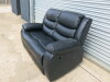 Set of 2 Roma 'Chicago' Black Premium Aire Leather 2 Seater Recliner Sofa & 1 Seater Recliner Chair Set. Size H96 x W149 & W102 x D84cm. RRP &pound;1219.00. NOTE: sofa is boxed & single seater is New/Ex Display. - 2