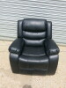 Roma 'Chicago' Black Premium Aire Leather 1 Seater Recliner Chair. Size H96 x W102 x D84cm. Boxed/New, RRP &pound;520.00