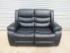 Roma 'Chicago' Black Premium Aire Leather 2 Seater Recliner Sofa. Size H96 x W149 x D84cm. Boxed/New, RRP £699.00 - 2