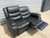 Roma 'Chicago' Black Premium Aire Leather 2 Seater Recliner Sofa. Size H96 x W149 x D84cm. Boxed/New, RRP £699.00 - 5